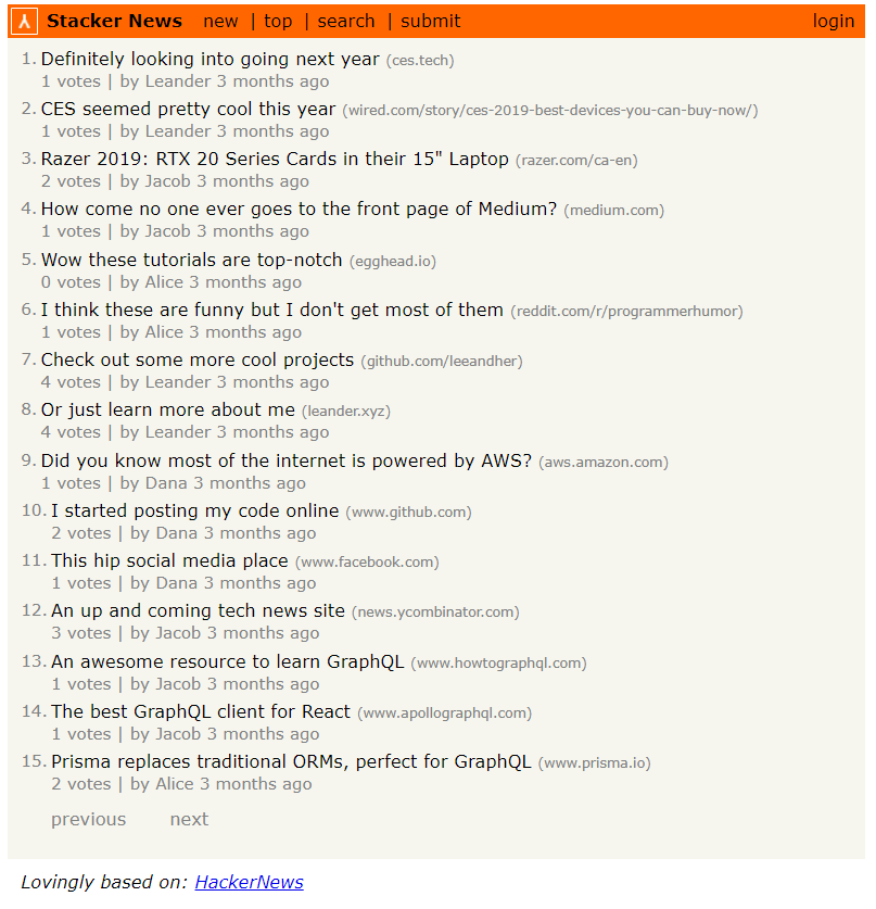 Screenshot of Stacker News